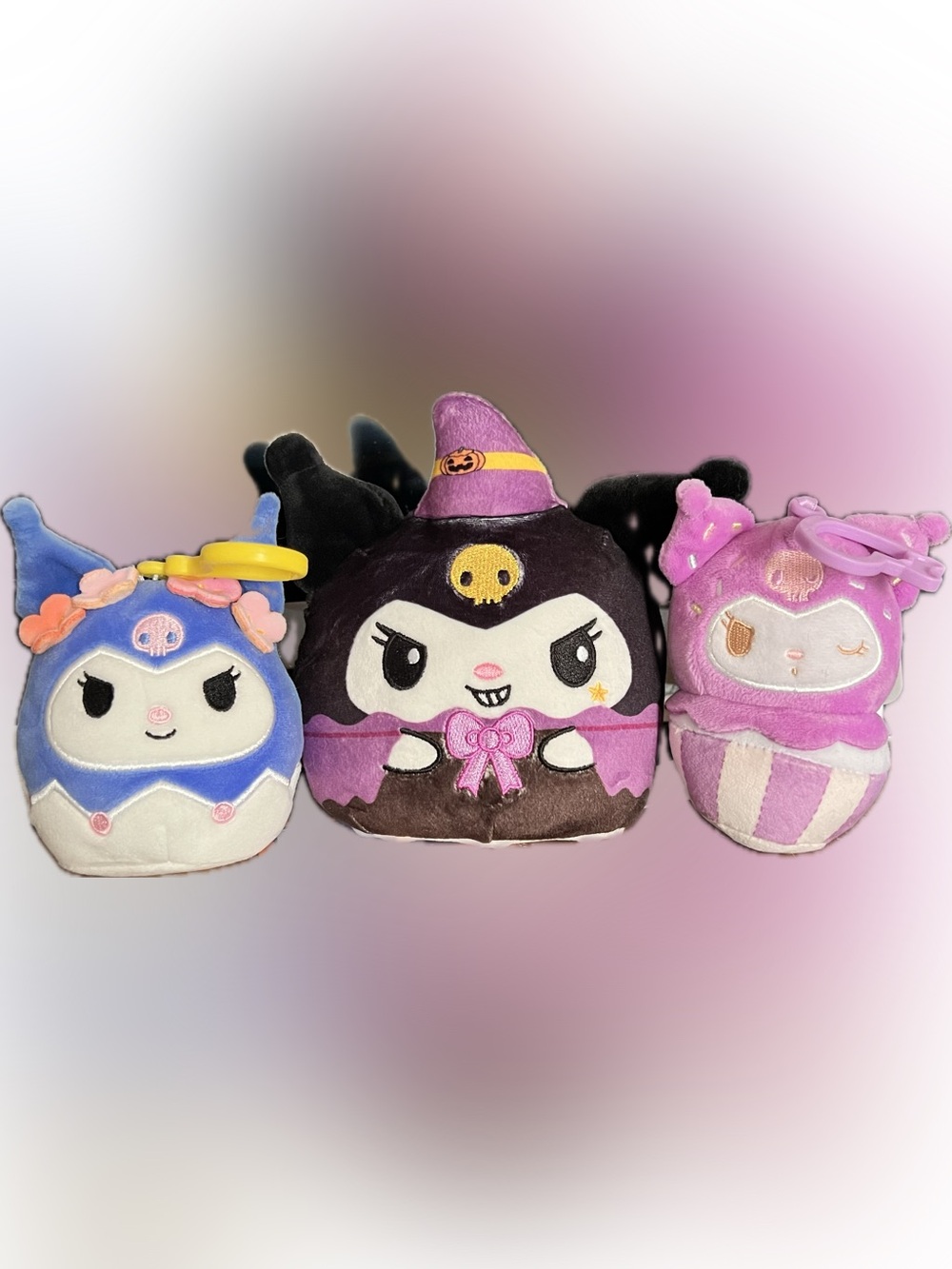 Squishmallows Sanrio Hello Kitty and Friends Kuromi Clip-On Plush Set